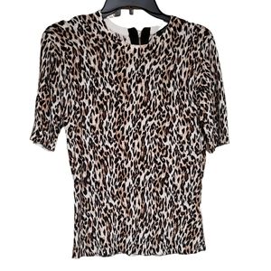 White House Black Market animal print short sleeve top